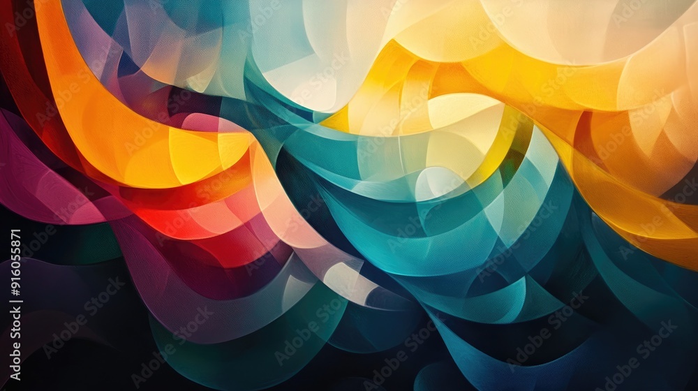 Aufkleber a stunning abstract art piece featuring vibrant wave forms and intricate geometric shapes, creating 