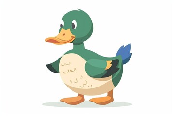 Obraz premium cartoon duck ,flat color illustration,solid white background