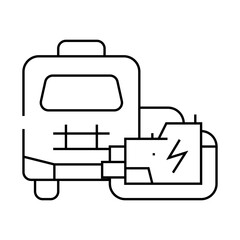 mobile house with generator line icon vector. mobile house with generator sign. isolated contour symbol black illustration