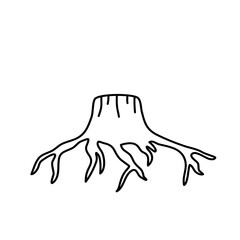 Tree Roots Lines Style outline vector design 