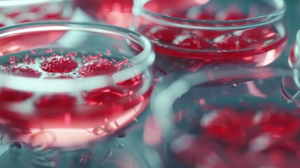 Close-up of Red Berries in Glass Dishes