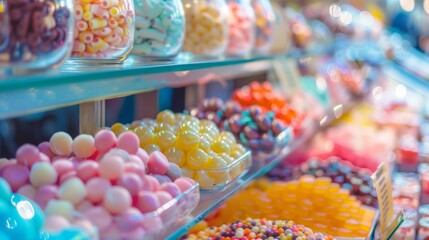 Colorful candy display in a candy store