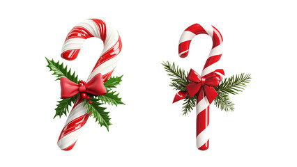 3d candy cane with red and white striped, png
