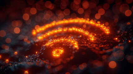 Wireless network and connection abstract data background with blue gradient wifi symbol