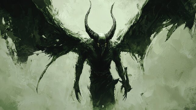 Dark, winged demon with horns and claws, in a menacing pose.