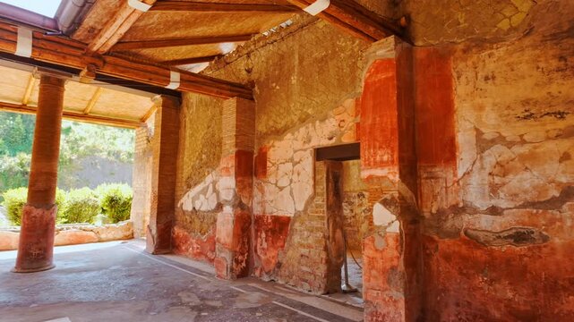 House of the Gem (Casa della Gemma), Herculaneum, Ercolano, Naples, Campania, Italy, an ancient Roman city buried by Mount Vesuvius in 79 AD