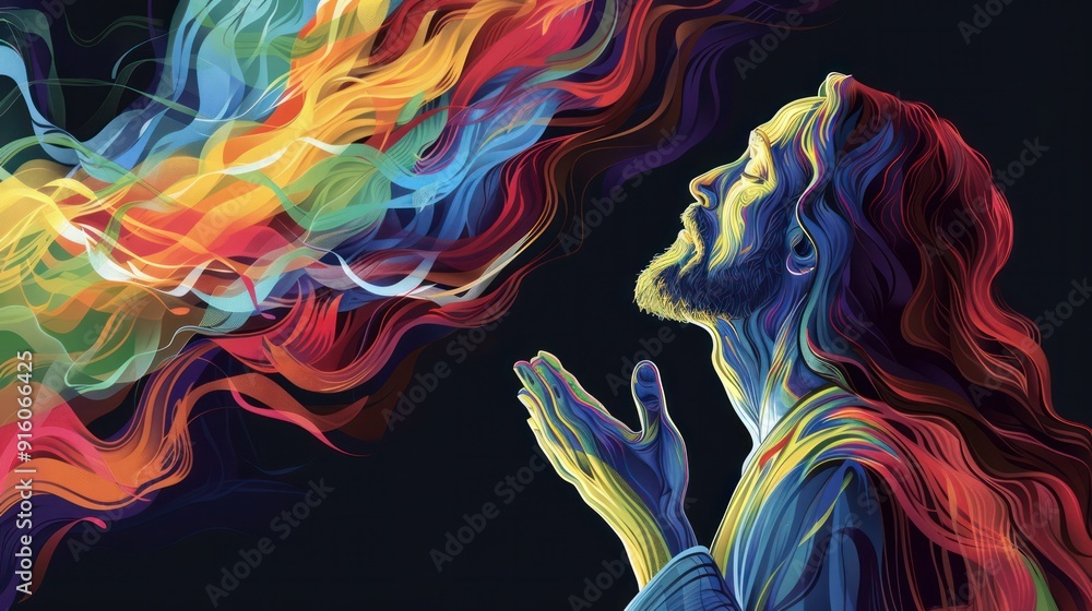 Wall mural Colorful Vector Design of Jesus's Prayer