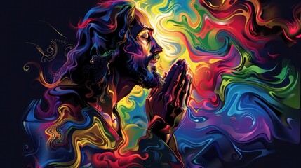 Colorful Vector Design of Jesus's Prayer