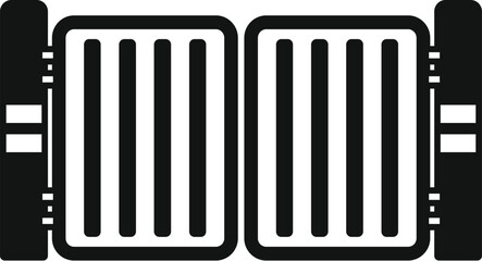 Simple icon of an automatic sliding double gate closing system