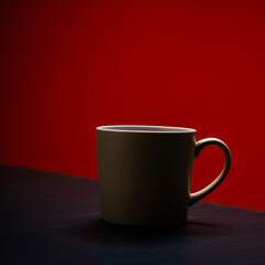 a mug with orange background
