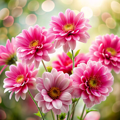 Fototapeta premium pink flowersflower, pink, chrysanthemum, nature, flowers, dahlia, daisy, bloom, plant, garden, floral, blossom, petal, beauty, bouquet, isolated, flora, spring, purple, summer, macro, white, beautiful