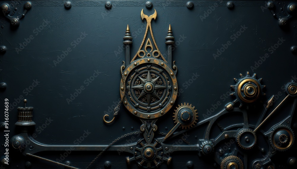 Poster steampunk background with cogs and gears.