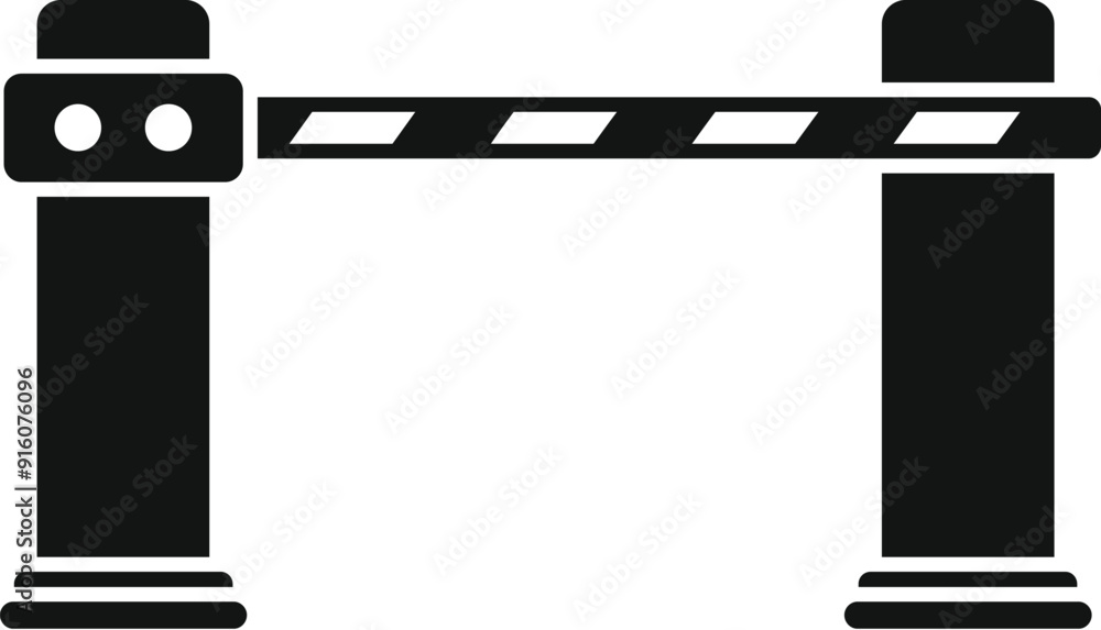 Poster simple icon of a car barrier controlling access to a private area