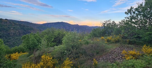 La Vallée Borgne vue depuis le massif de l'Aigoual au coucher du soleil