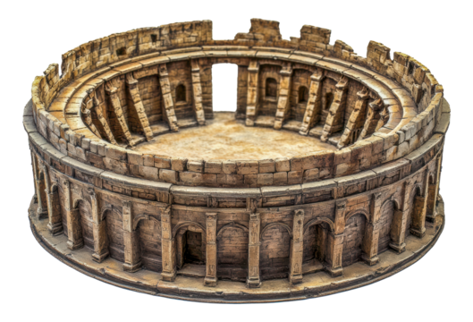 Miniature model of the Roman Colosseum, cut out - stock png.