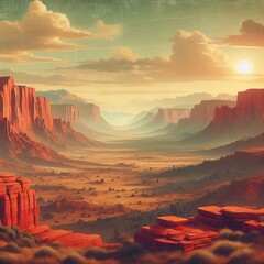 Fototapeta premium sunset in the mountains vintage