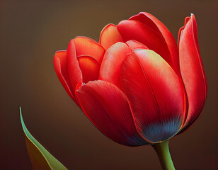 Red Tulip Close-Up Illustration Beautiful Nature Inspired Design