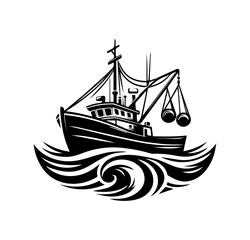 Yacht ship sailboat in a ocean object illustration.