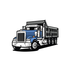 Premium dump truck vector art illustration. Tipper truck vector isolated. Best for trucking related industry
