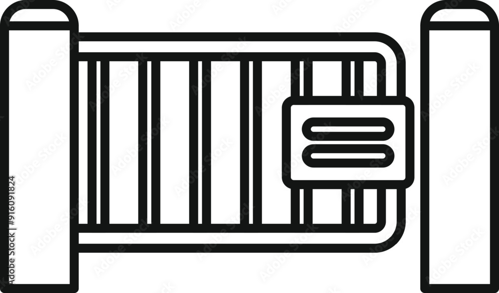 Poster simple icon of an automatic sliding gate system for controlling access to private property