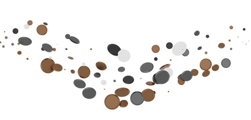 Multicolored paper confetti on transparent background. Realistic confetti flying. Colorful scattered items to holiday decorations.