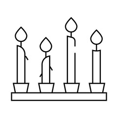 burning candles line icon vector. burning candles sign. isolated contour symbol black illustration