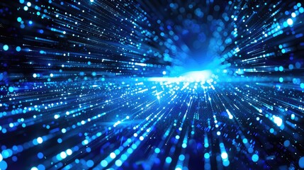 Fototapeta premium Abstract Blue Light Streaks with Bokeh Effect