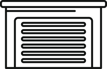 Simple illustration of a garage door closing with horizontal lines forming a secure entrance