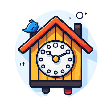 recommend clip art: A yellow birdhouse with a clock on it