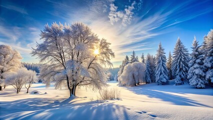 Snow-covered trees in a tranquil winter landscape, snow, trees, cold, white, frost, nature, scenic, winter wonderland, frozen