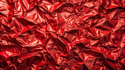 Background of red crumpled foil under light, red, crumpled, foil, shiny, textured, metallic, abstract, backdrop, vibrant