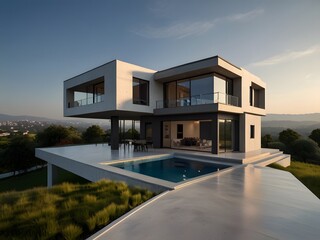 Fototapeta premium luxury home with flowers garden