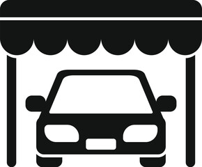 Obraz premium Car parking under awning icon in simple style on a white background