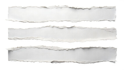 Naklejka premium White ripped paper torn edges strips isolated on white background
