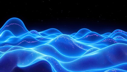 Naklejka premium Abstract Blue And Purple Wavy Lines Digital Art.