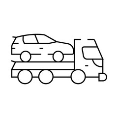 tow truck transportation electric car line icon vector. tow truck transportation electric car sign. isolated contour symbol black illustration