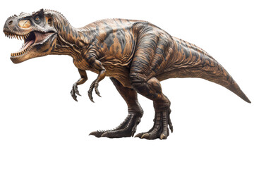 Obraz premium Carcharodontosaurus on a white backdrop, showcasing its grand size, intricate details, and distinctive features, emphasizing its powerful presence