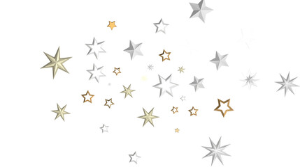 Celestial Christmas Symphony: Enthralling 3D Illustration of Falling Holiday Starbursts
