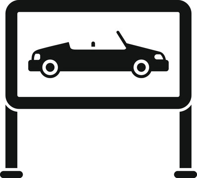 recommend clip art: Black and white icon of a cabriolet car parking sign indicating a designated parking area for cabriolet vehicles