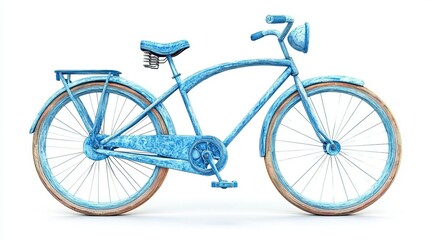 Fototapeta premium 3D Watercolor Blue Bicycle with Bold Outlines - Isolated PNG