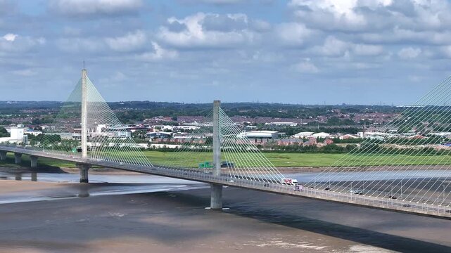 Cable Stayed Vehicle Bridge Spanning the River Mersey