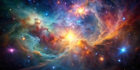 Beautiful nebula with glowing stars and colorful gases , space, galaxy, astronomy, celestial, cosmic, universe, nebulae
