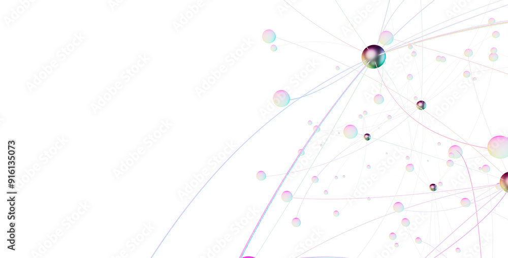 Poster Abstract 3d rendering of network concept. Modern background. Futuristic shape with spheres and lines. Design for poster, cover,