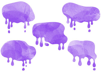 液垂れ風のフレームセット、垂れたインクのシルエット、ペイント、水彩カラー