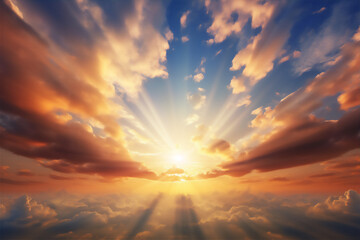 Fototapeta premium Sky In sunset with dramatic beautiful clouds version 36