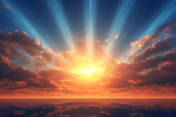 Fototapeta premium Sky In sunset with dramatic beautiful clouds version 37