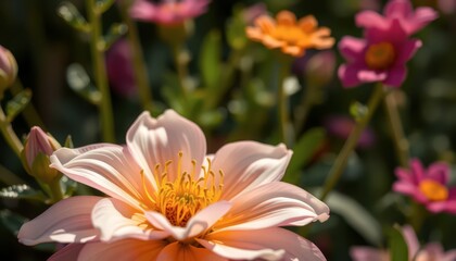 Naklejka premium Delicate Pink Dahlia Flower Close Up.