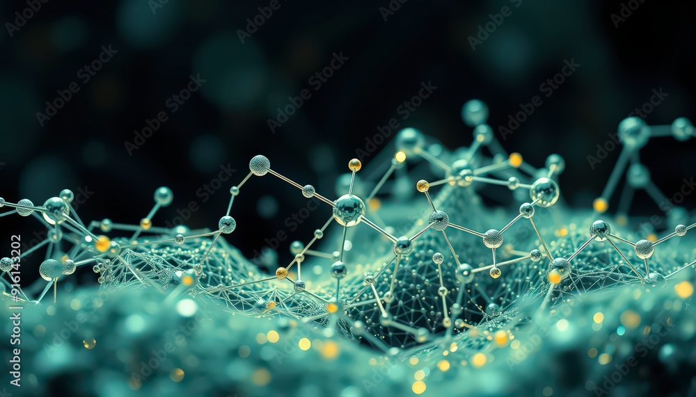 Poster abstract 3d molecular structure network.
