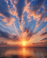 Fototapeta premium Sky In sunset with dramatic beautiful clouds version 32