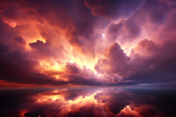 Fototapeta premium Sky In sunset with dramatic beautiful clouds version 23